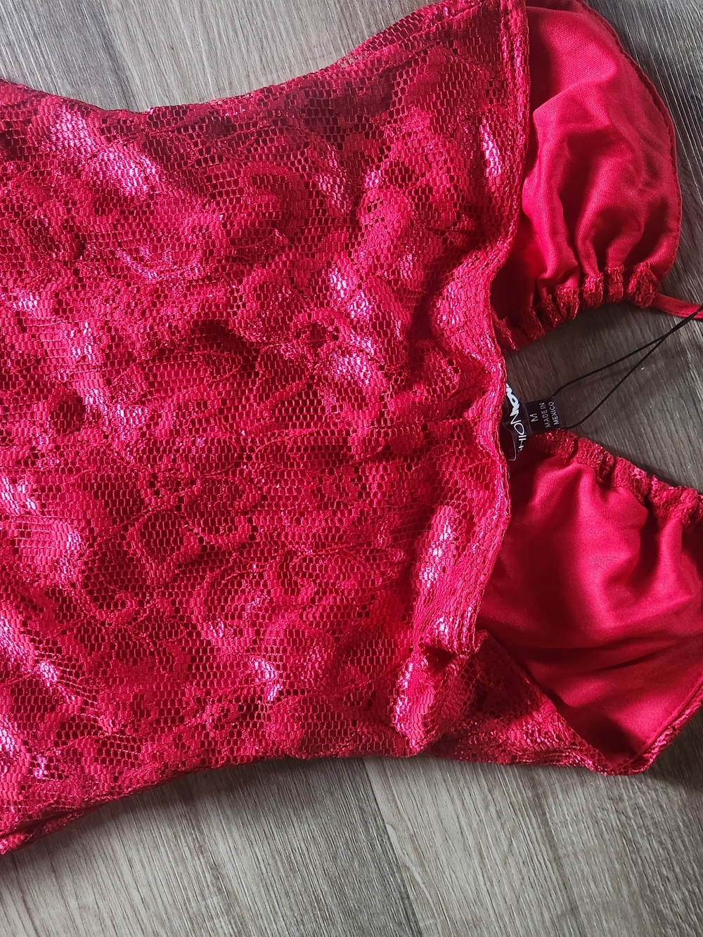 Fashion Nova Red Lace Satin-Trim Chemise